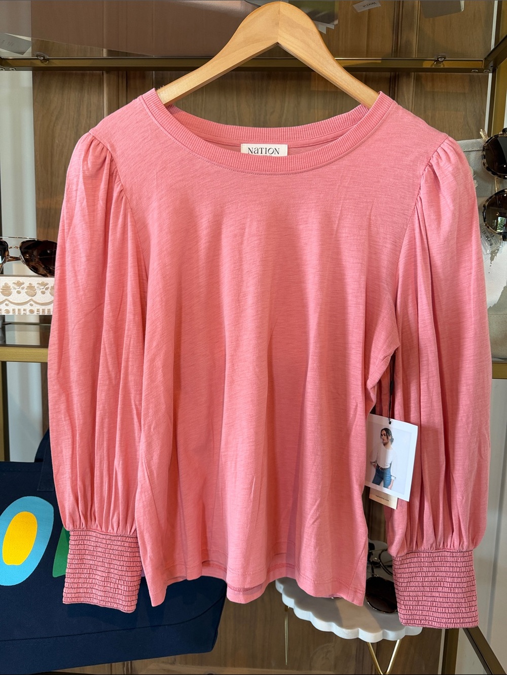Nation LTD Pink Puff-Sleeve Long Sleeve Top